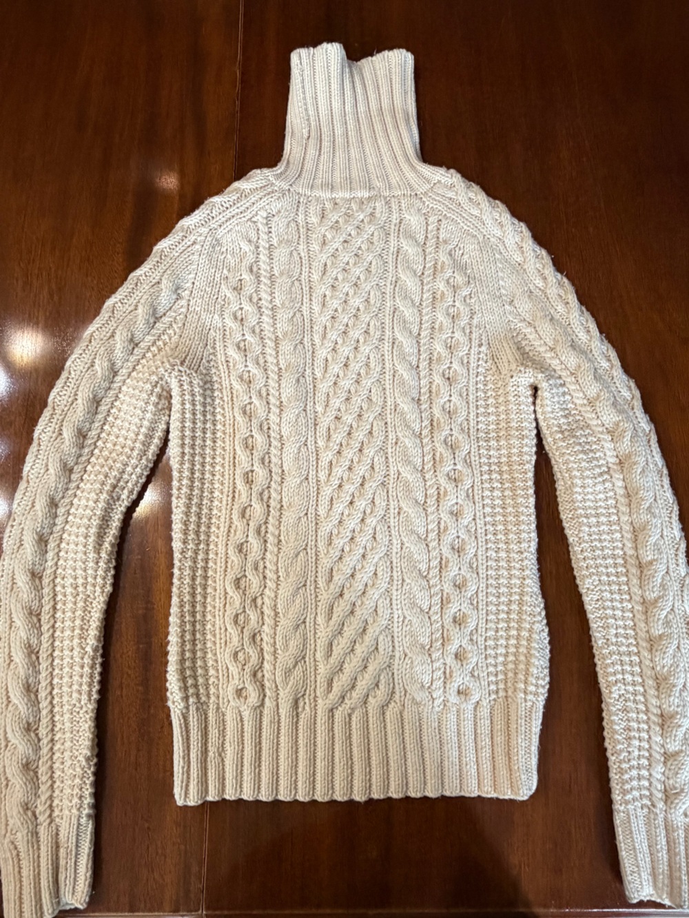 J. Crew Women's Cable-Knit 100% wool Turtleneck Sweater in Creamy Ivory